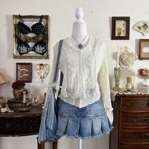 vintage victorian dainty sheer lace blouse